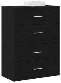 Ντουλάπια με 2 συρτάρια 2 τεμάχια Μαύρη δρυς 60x31x40 εκ.