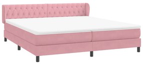 Box Spring κρεβάτι με στρώματα ροζ 180x210 cm Βελούδινο - Ροζ