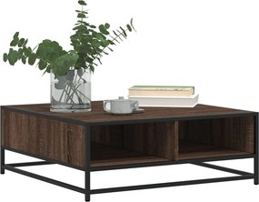 vidaXL Τραπεζάκι Σαλονιού Καφέ Δρυς 80x80x30 εκ. Επεξ. Ξύλο/Μέταλλο