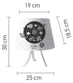 Επιτραπέζιο φωτιστικό από λευκό μέταλλο και καπέλο D:30cm (3028)