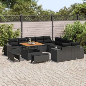 vidaXL Σετ Καναπέ Κήπου Ρυθμιζόμενο ύψος 13 pcs Μαύρο συνθετικό ρατάν