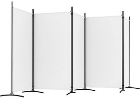 vidaXL Διαχωριστικό Δωματίου με 5 Πάνελ Λευκό 433x180 εκ. από Ύφασμα
