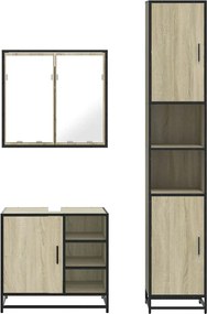 vidaXL Σετ Επίπλων Μπάνιου 3 Τεμαχίων Sonoma Δρυς Επεξεργασμένο Ξύλο