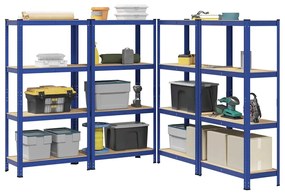 vidaXL Ραφιέρες 4 Επιπέδων 4 τεμ. Μπλε από Ατσάλι &amp; Επεξεργασμένο Ξύλο