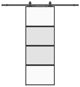 vidaXL Συρόμενη πόρτα με σετ υλικού Μαύρο 76x205 cm γυαλί μετριασμένο