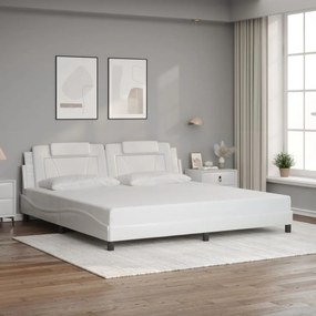 vidaXL Πλαίσιο Κρεβατιού Viana με LED Χωρίς Στρώμα Λευκό 200x200 εκ.
