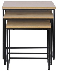Σετ με 3 τραπέζια DKD Home Decor Μαύρο Μέταλλο 45 x 45 x 45 cm Ξύλο MDF