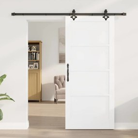 vidaXL Συρόμενη Πόρτα Λευκό και μαύρο 86 x 198.5 cm
