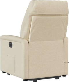 vidaXL Πολυθρόνα Μασάζ Ηλεκ. Ανακλινόμενη με Ανύψωση Κρεμ Υφασμάτινη