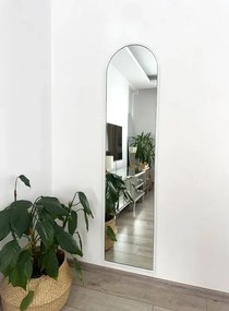 Λευκός Οβάλ Καθρέφτης Δαπέδου με Μεταλλικό Σκελετό 160x40 cm