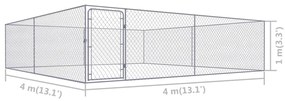 vidaXL Κλουβί Σκύλου Εξωτερικού Χώρου 4 x 4 x 1 μ. Γαλβανισμένο Ατσάλι