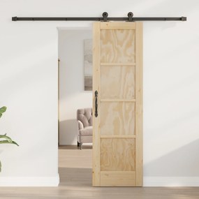 vidaXL Συρόμενη Πόρτα με Σετ Εξαρτημάτων 'ORKDAL' από Συμπαγές Ξύλο Πεύκου