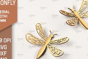 Σετ των 2 Intra απο ξύλο plywood 3mm-4mm πάχος Τρισδιάστατη Dragonfly. Dragonfly Δίασταση 30x20 cm INTRAFABR-86665221