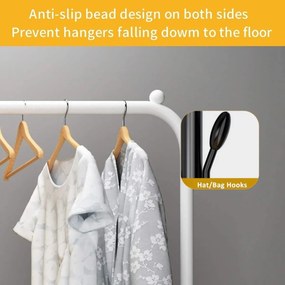 Διπλή Μεταλλική Κρεμάστρα Δαπέδου 110x55x150cm με Ράφι - Άσπρο