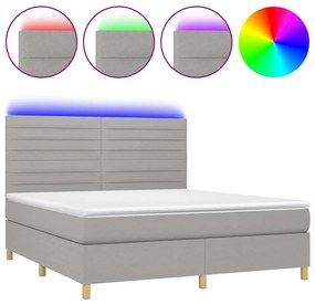 vidaXL Κρεβάτι Boxspring με Στρώμα & LED Αν.Γκρι 160x200εκ. Υφασμάτινο