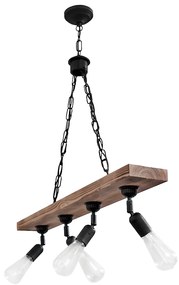 Φωτιστικό Οροφής Πολύφωτο Heronia 30-0030 Black/Natural Wood