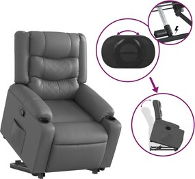 vidaXL Πολυθρόνα Ανακλινόμενη με Ανύψωση Γκρι Συνθετικό Δέρμα