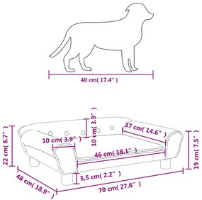 Κρεβάτι Σκύλου Κρεμ 70 x 48 x 22 εκ. Βελούδινο - Κρεμ
