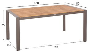 ΤΡΑΠΕΖΙ ΕΞΩΤ.ΧΩΡΟΥ GOYA HM6059.04 ΑΛΟΥΜΙΝΙΟ ΣΑΜΠΑΝΙ &amp; POLYWOOD 160X80Χ75Υεκ.