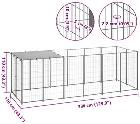 vidaXL Σπιτάκι σκύλου Ασημί 330 x 110 x 110 από Ατσάλι