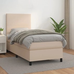 vidaXL Κρεβάτι Boxspring με Στρώμα Καπουτσίνο 80x200 εκ. Συνθ. Δέρμα