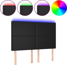 vidaXL Κεφαλάρι Κρεβατιού LED Μαύρο 144x5x118/128 εκ