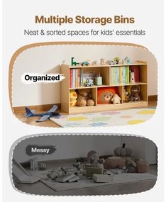 VEVOR Montessori Bookshelf, 1140 mm Width Toy Storage Organizer, 5-Section Kids Display Storage Cabinet, Daycare Furniture, Kids Bookshelf for Bedroom, Nursery, Living Room, Entryway, Preschool, Brown