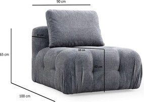 Corner Sofa Amaris 3 Seater With Pouffe - Grey Grey