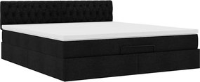 vidaXL Οθωμανικό κρεβάτι με στρώμα Μαύρο 160x200cm Ύφασμα