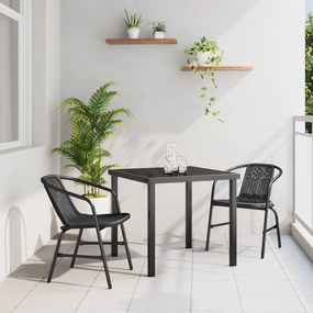 vidaXL Σετ Καρέκλων Κήπου  Μαύρο Πολυ Ρατάν 3 Τεμαχίων