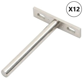 vidaXL Πλωτά στηρίγματα ραφιών 12 τεμ. Ø10x100 χιλ. Ανθρακοχάλυβας