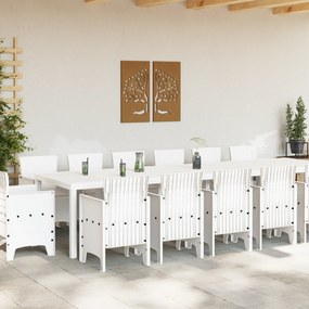 vidaXL Σετ Τραπεζαρίας κήπου  Σετ 15 Λευκό, Ταπεί Πολυανατολικό Ρατάν