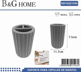 Θήκες οδοντόβουρτσας πλαστικές σε σετ 5Χ - Grey - 21596