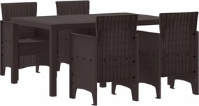 vidaXL Σέτ φαγητού για κήπο 5 pcs Καφέ Rattan Polt
