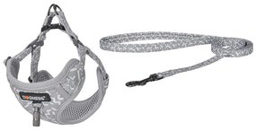 Dogness walking set leash+harness for dog (light gray)