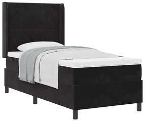 vidaXL Κρεβάτι με ελατήρια με κεφαλάρι Μαύρο 100 x 200 cm Βελούδο
