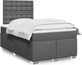 vidaXL Κρεβάτι Boxspring με Στρώμα Σκούρο Γκρι 120x190 εκ Υφασμάτινο