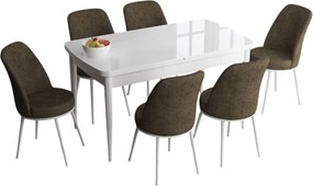 Extendable Dining Table &amp; Chairs Set (7 Pieces) Han - White, Brown White
Brown