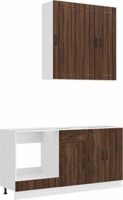 vidaXL Μονάδα κουζίνας LUCCA 5 pcs Καφέ Ξύλο Δρυός Επεξεργασμένο Ξύλο