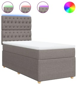 vidaXL Κρεβάτι Boxspring με Στρώμα Taupe 90x200 εκ. Υφασμάτινο