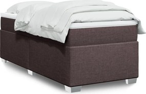 vidaXL Κρεβάτι Boxspring με Στρώμα Σκούρο Καφέ 90x200 εκ. Υφασμάτινο