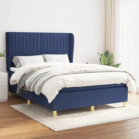 vidaXL Κρεβάτι Boxspring με Στρώμα Μπλε 140x190 εκ. Υφασμάτινο