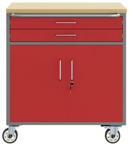 vidaXL Εργαστήριο με συρτάρι Κόκκινο και γκρι 75 x 45 x 85 εκ.