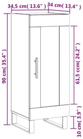 Ντουλάπι Γκρι Σκυροδέματος 34,5x34x90 εκ. Επεξεργασμένο Ξύλο - Γκρι