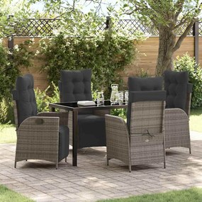 vidaXL Σετ Κήπου 5 Τεμαχίων Γκρι Πολυ Rattan