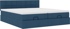 vidaXL Οθωμανικό κρεβάτι με στρώματα &amp; LEDs Μπλε 180x200cm ύφασμα