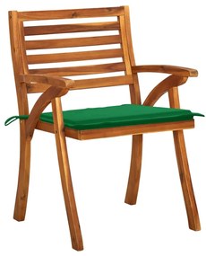 Καρέκλες Κήπου 8 τεμ. από Μασίφ Ξύλο Ακακίας με Μαξιλάρια - Πράσινο