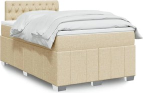 vidaXL Κρεβάτι Boxspring με Στρώμα Κρεμ 120x190 εκ. Υφασμάτινο