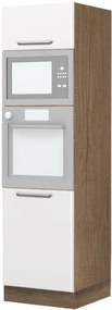Επιδαπέδιο ντουλάπι φούρνου ψηλό Modena K21-60-RM-Φυσικό σκούρο - Λευκό γυαλιστερό - 60.00Χ60.00Χ216.00cm