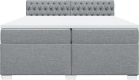vidaXL Κρεβάτι Boxspring με Στρώμα Ανοιχτό Γκρι 200x200 εκ. Υφασμάτινο